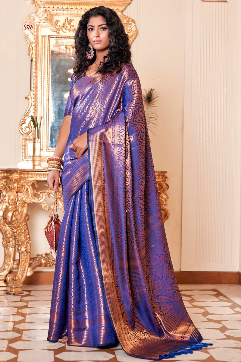 Lavender Color Awesome Function Wear Kanjivaram Silk Saree