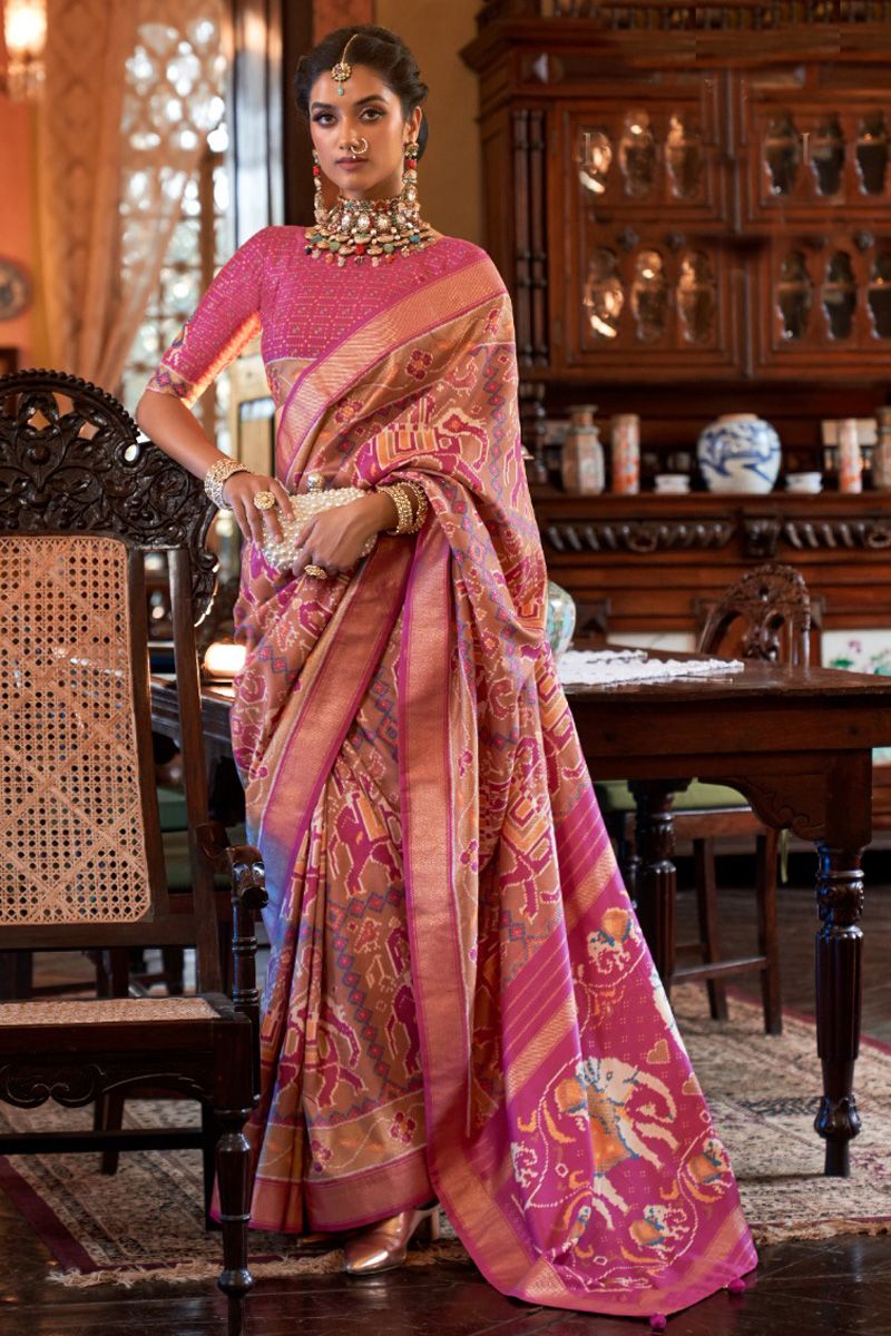 Rust Color Art Silk Fabric Beatific Digital Printed Saree