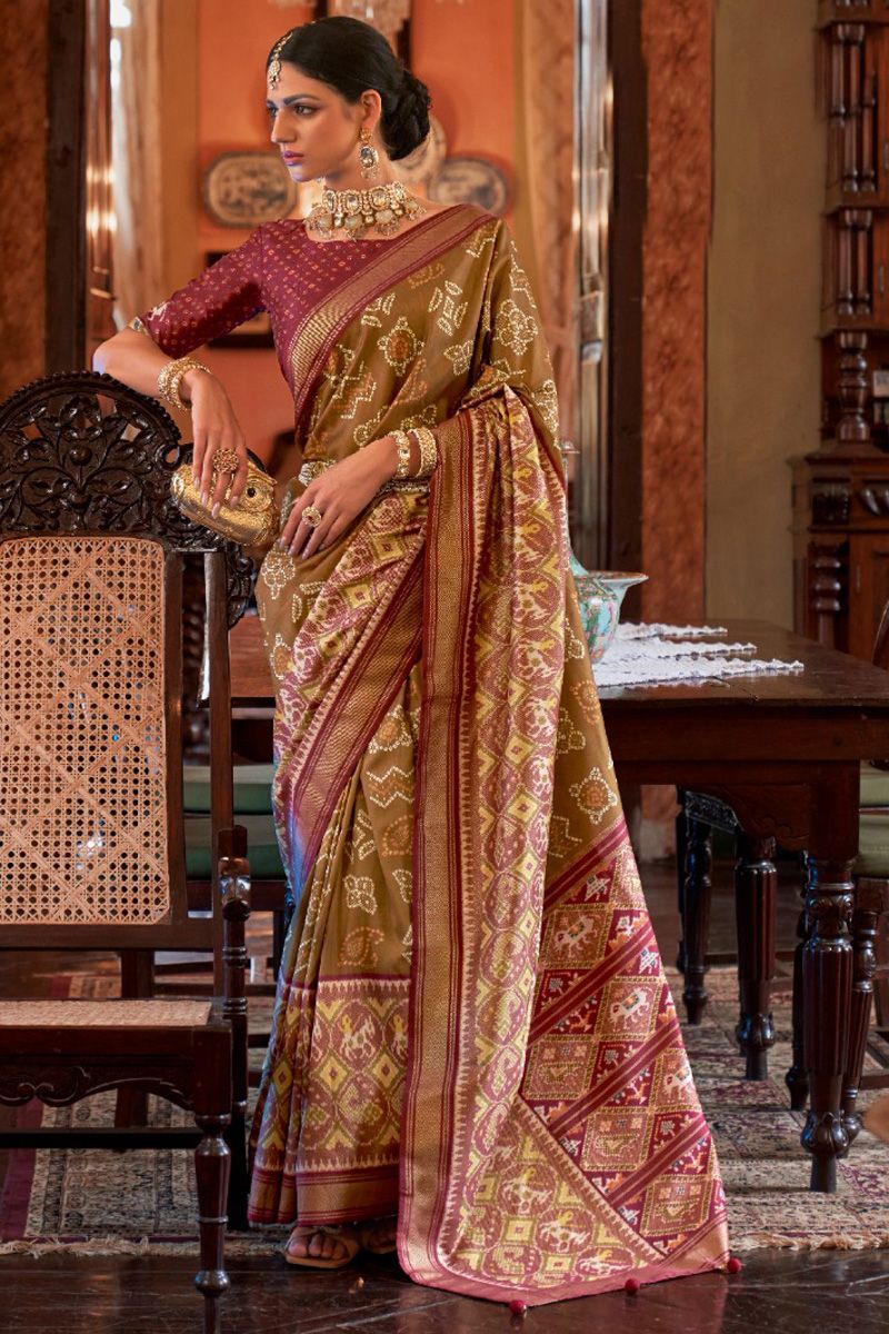 Classic Beige Color Digital Printed Saree In Art Silk Fabric