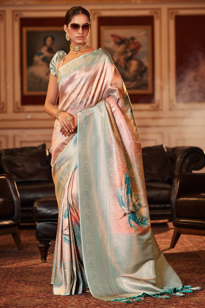 Georgette Fabric Pink Color Soothing Festive Look Saree