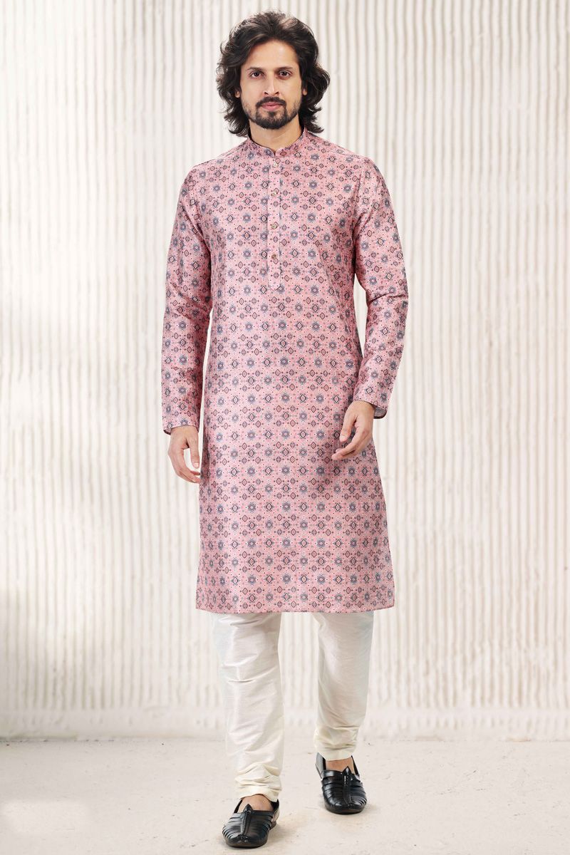 Pink Banarasi Art Silk Fancy Kurta Pyjama