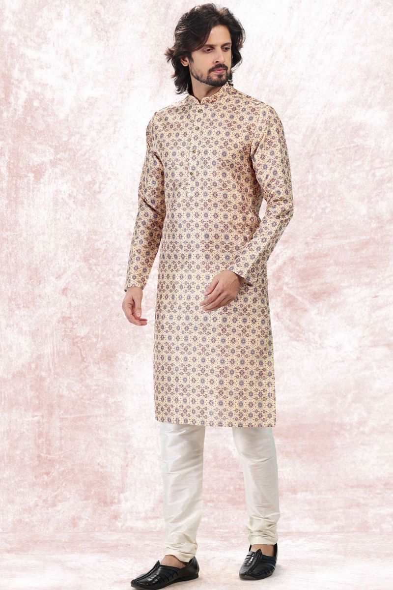 Yellow Banarasi Art Silk Kurta Pyjama