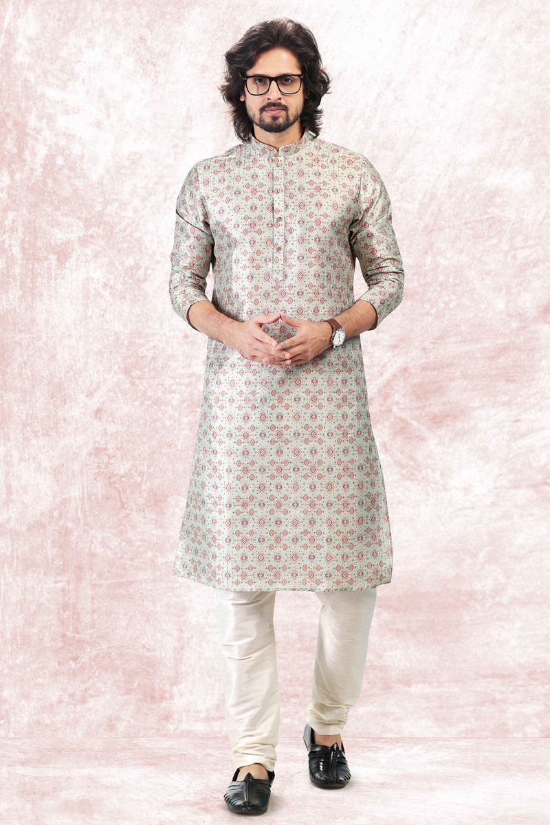 Kurta Pyjama Fancy Banarasi Art Silk In Sea Green