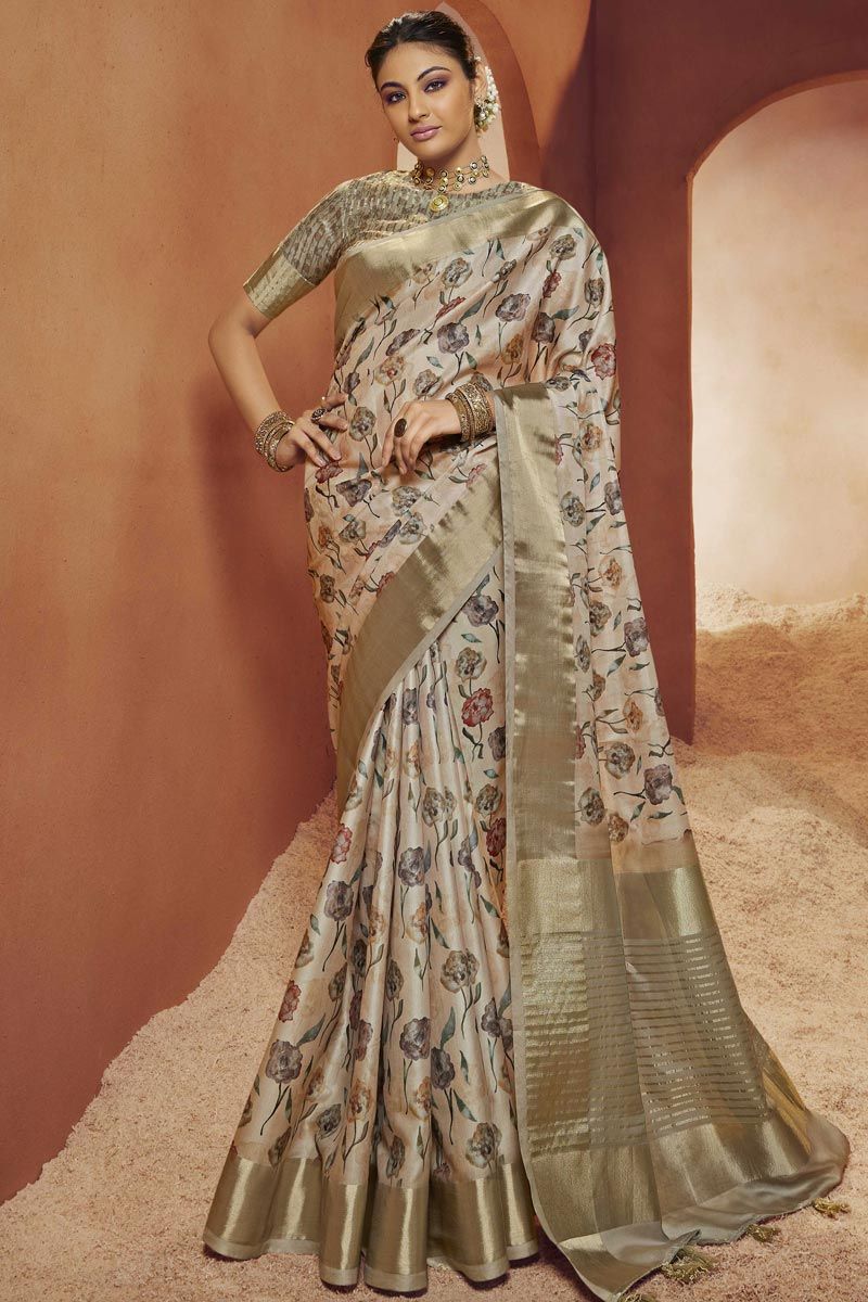 Multi Color Digital Printed Designer Saree