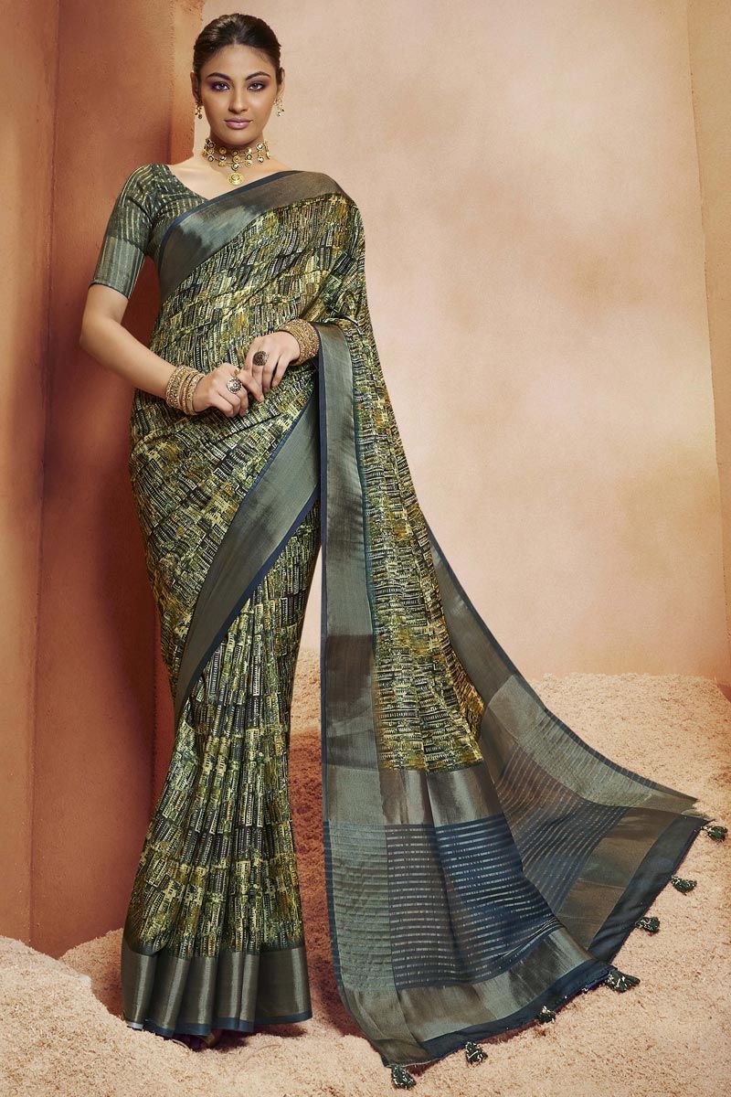 Multi Color Digital Printed Art Silk Trendy Saree