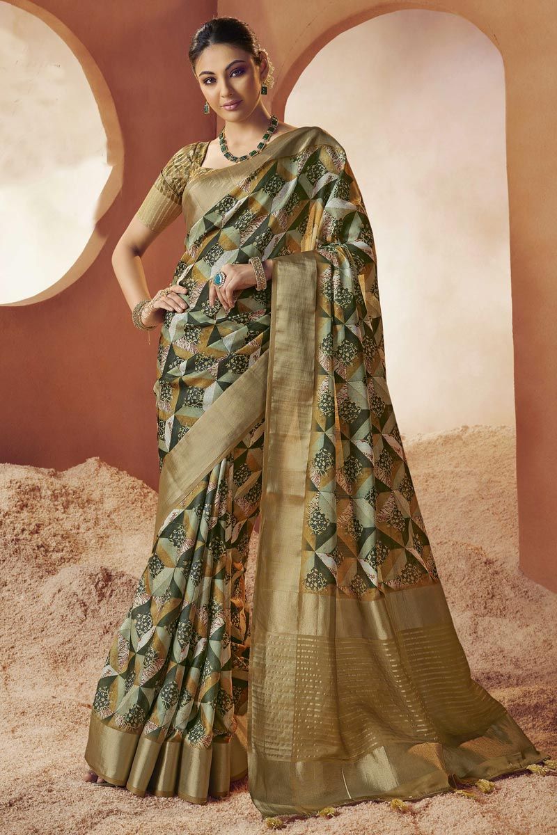 Multi Color Digital Printed Function Wear Trendy Saree