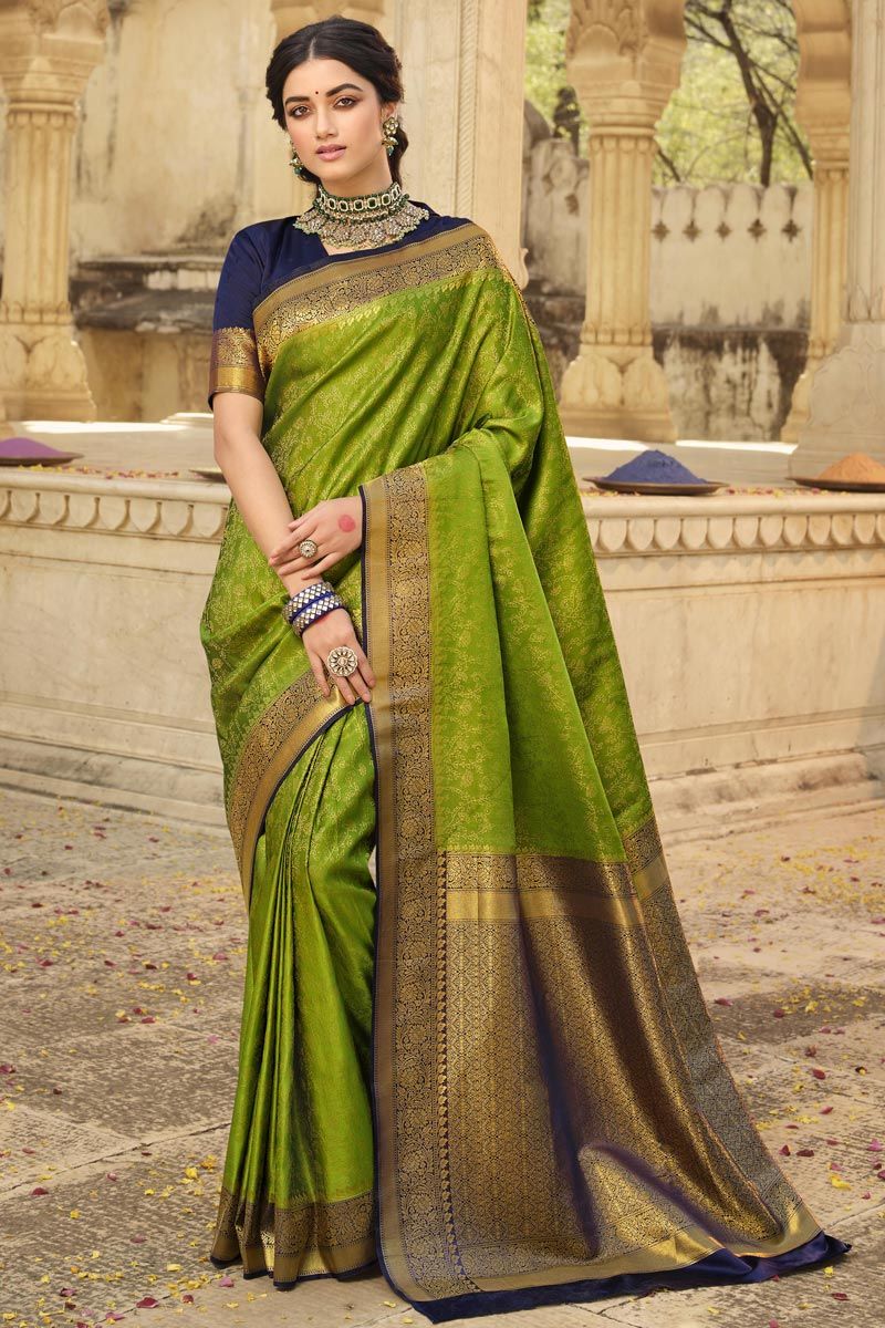 Jacquard Work Green Color Amazing Art Silk Saree