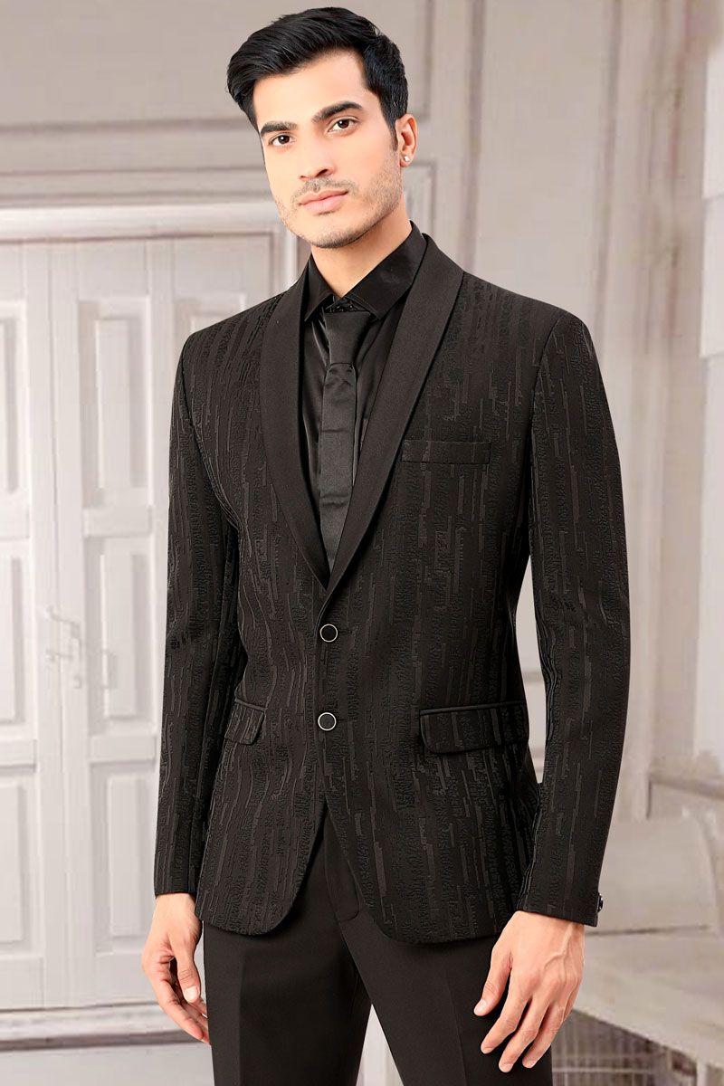 Mesmeric Black Rayon Wedding Style Jodhpuri Jacket