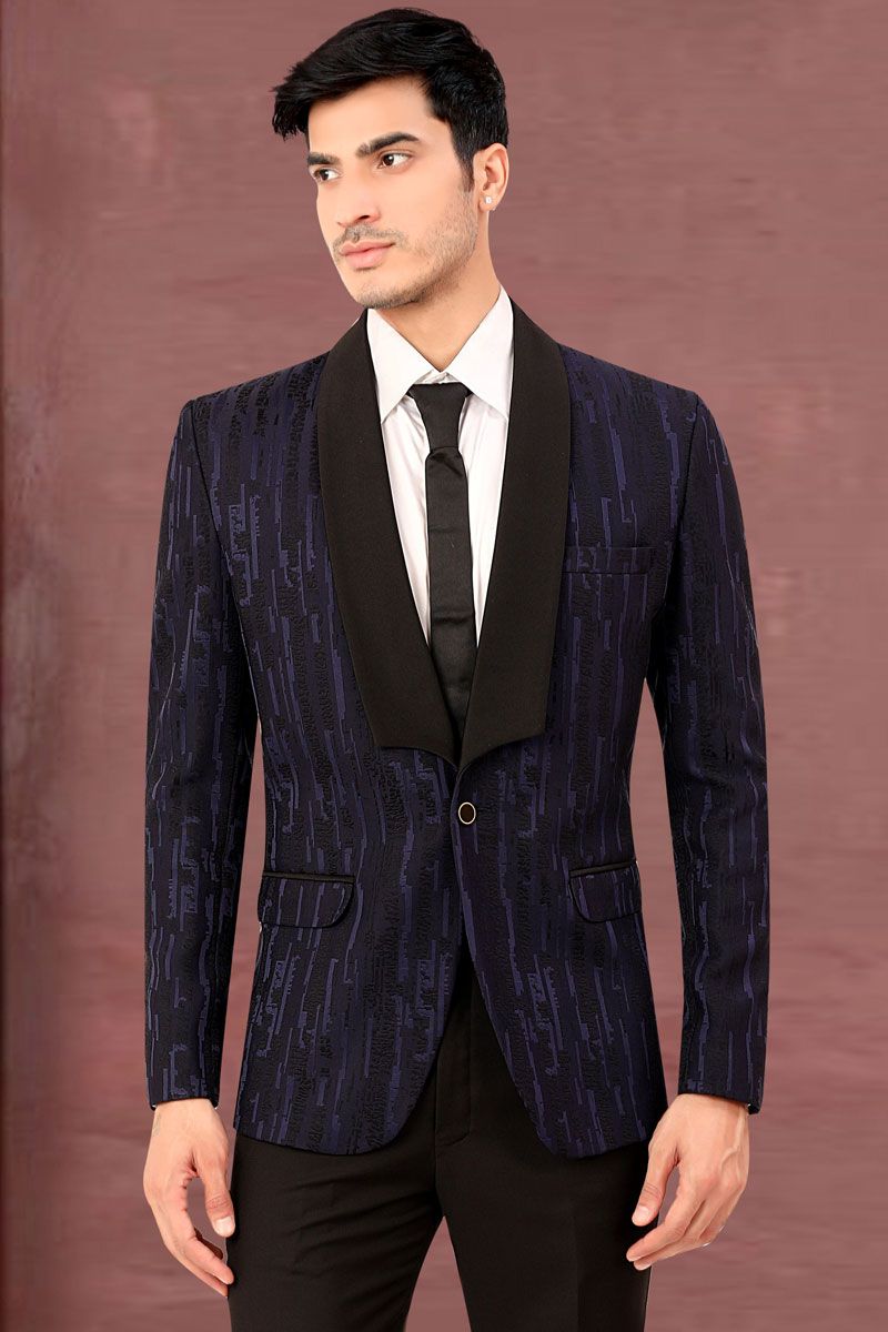 Majestic Blue Rayon Wedding Style Jodhpuri Jacket