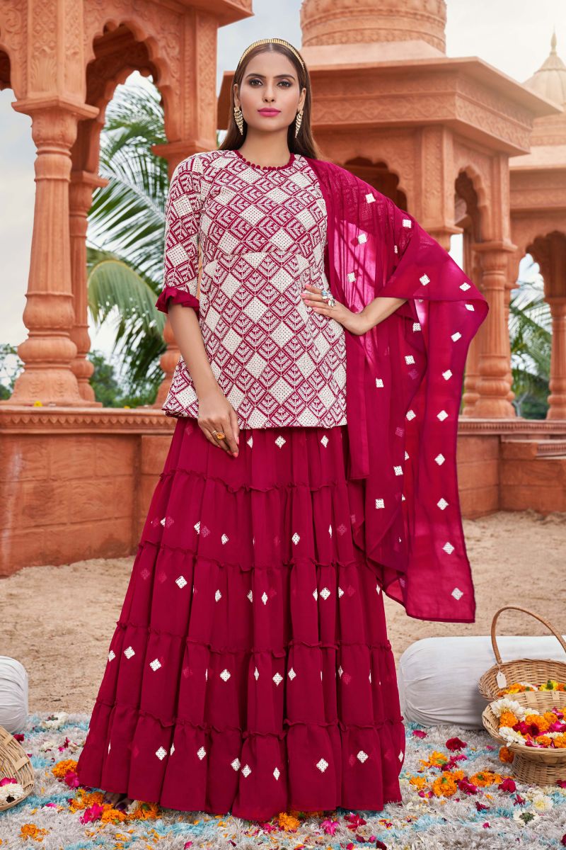 Pink & Mehndi Colored Latest Partywear Lehenga Style Sharara Suit – Apparel  Designer