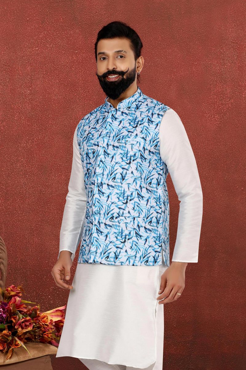 Cotton Cyan Reception Wear Attractive Readymade Men Jacket