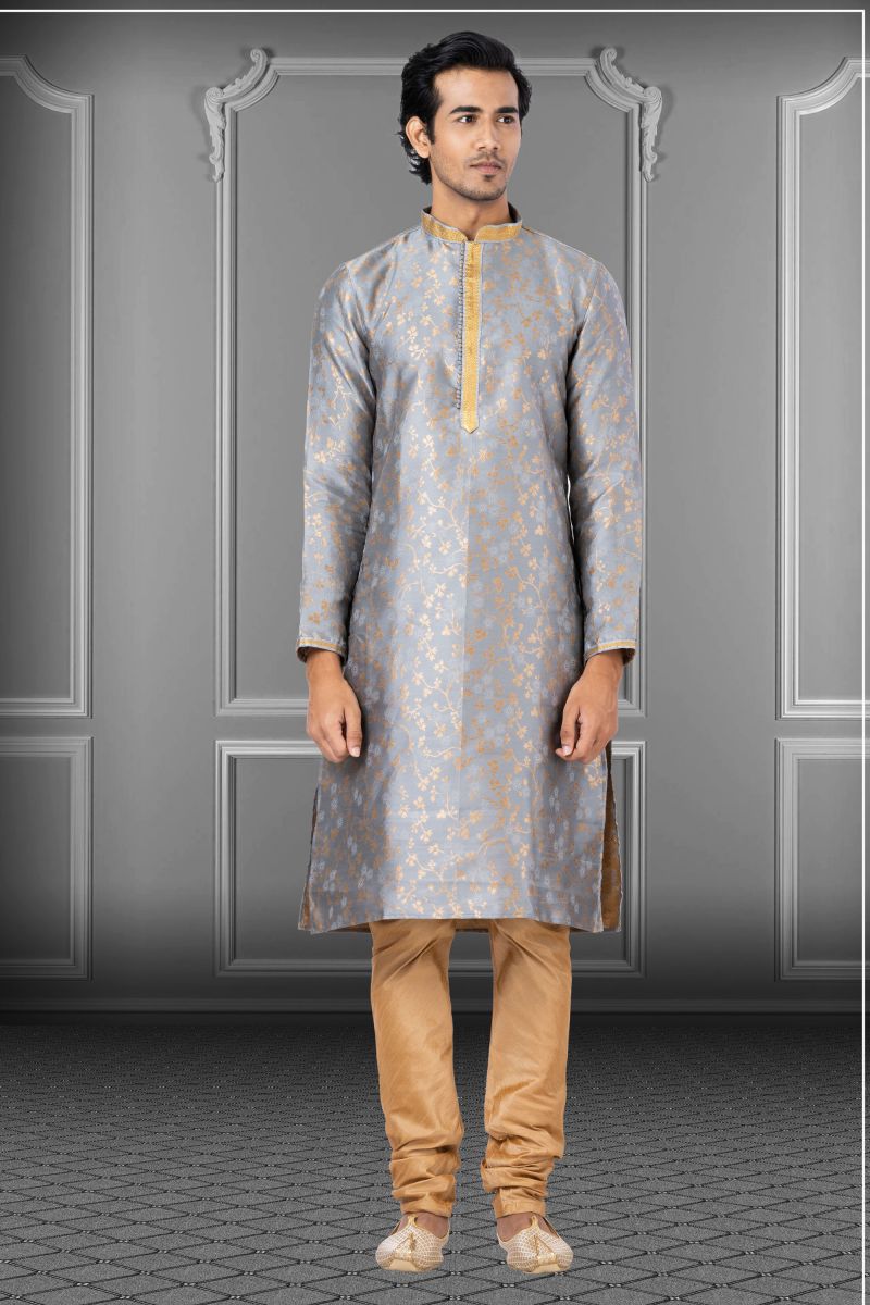 Jacquard Reception Wear Readymade Kurta Pyjama For Men