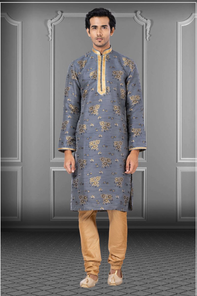 Festive Wear Jacquard Readymade Lovely Kurta Pyjama For Men