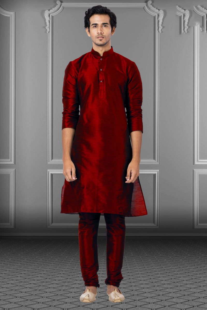 Maroon Dhupion Festive Wear Captivating Kurta Pyjama For Men