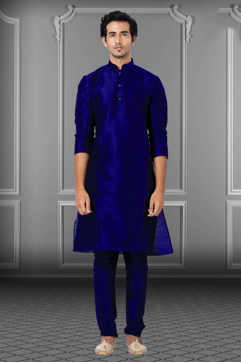 Blue Dhupion Festive Wear Kurta Pyjama For Men