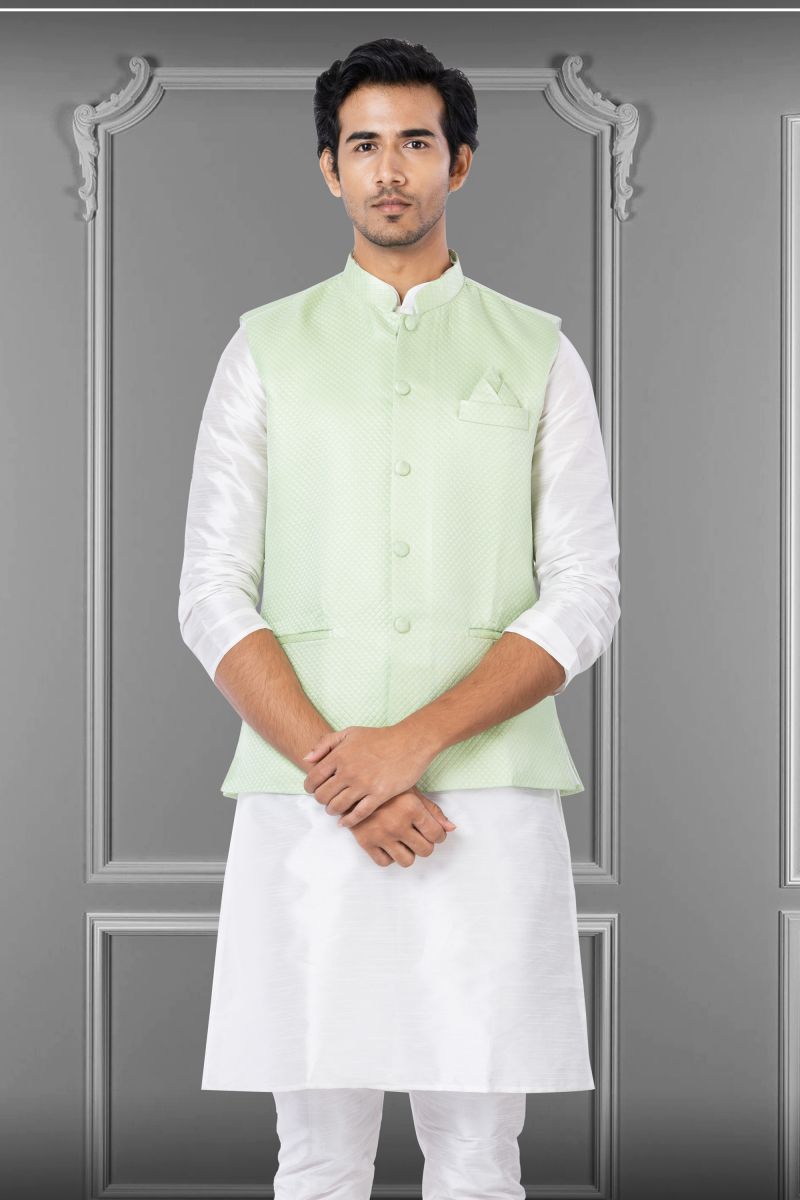 Sea Green Fancy Sangeet Wear Trendy Readymade Jacket For Men