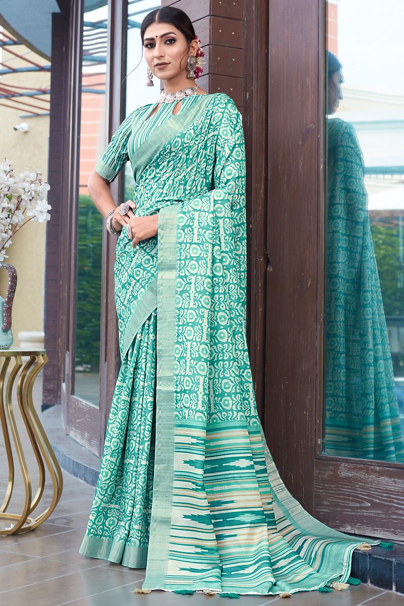 Green Color Weaving Work On Stunning Banarasi Art Silk Saree