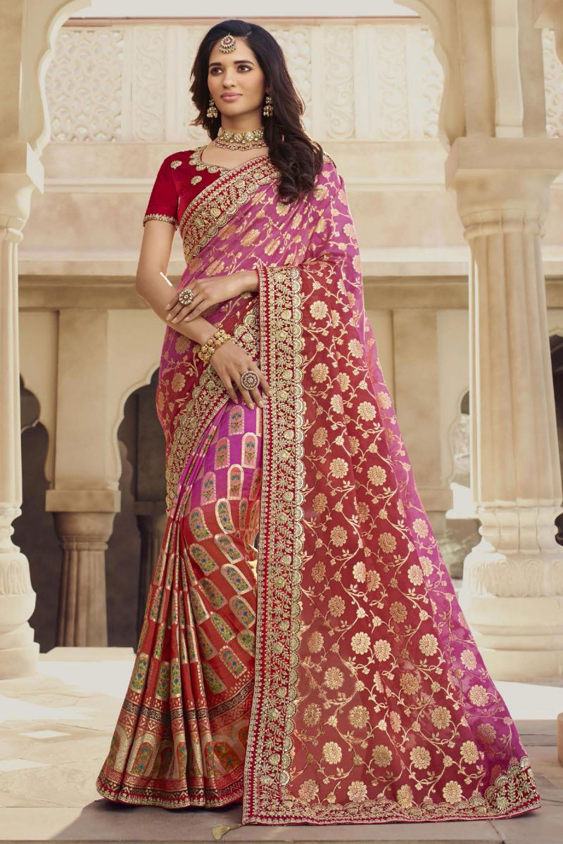 Beguiling Art Silk Lace Zari Work On Multi Color Printed Saree