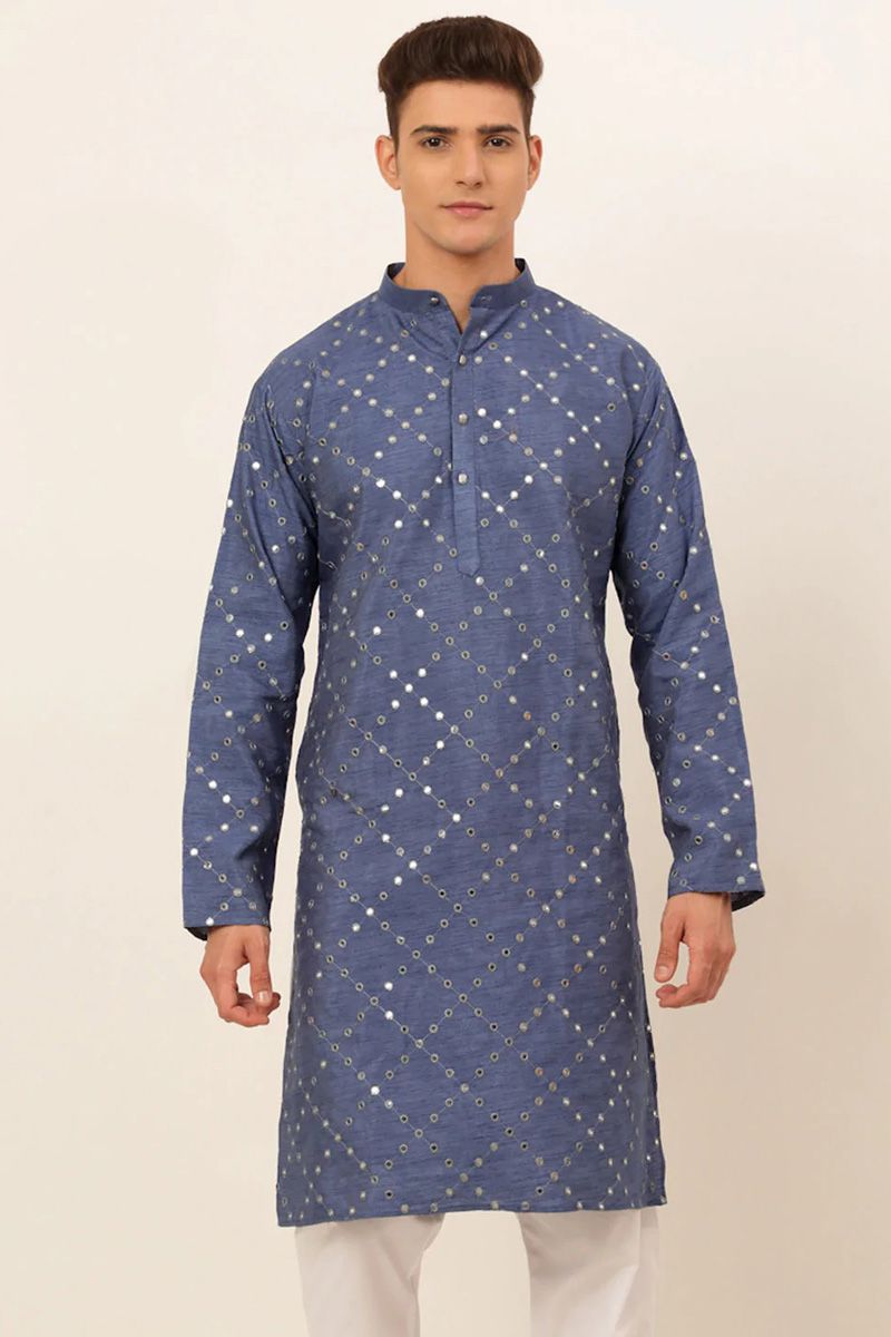 Grey Color Art Silk Fabric Amazing Kurta In Function Wear