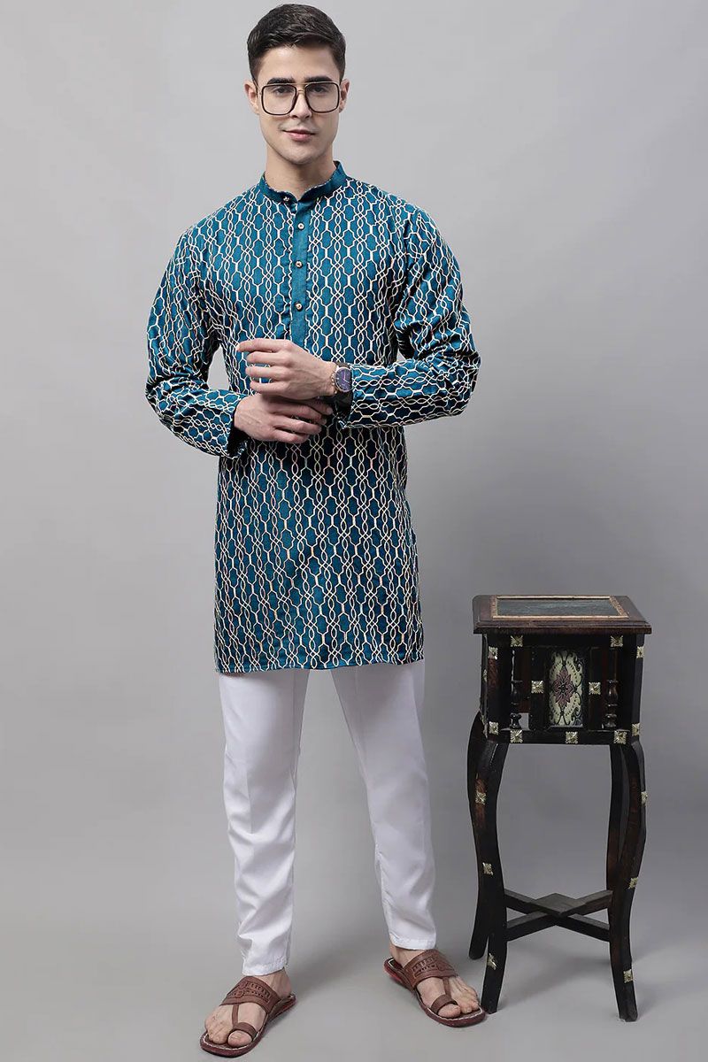 Splendiferous Cotton Fabric Readymade Kurta Pyjama For Men