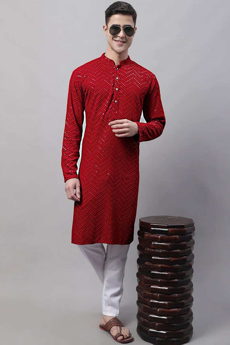 Fascinate Cotton Fabric Readymade Kurta Pyjama For Men