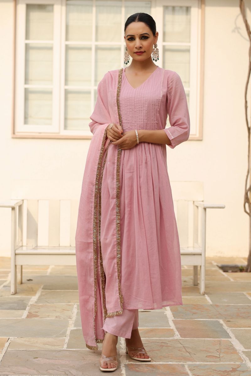 Pink Color Fancy Fabric Readymade Suit