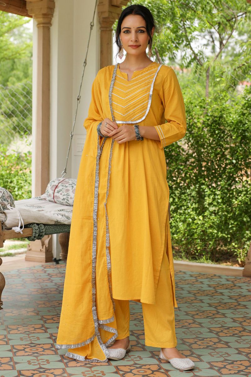 Yellow Color Fancy Fabric Radiant Readymade Suit