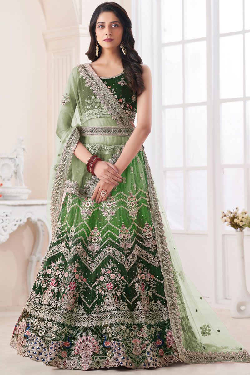 Wedding Wear Green Art Silk Fabric Lehenga Choli