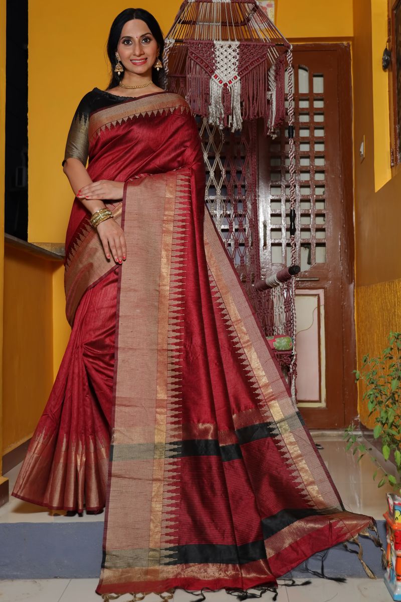 Classic Art Silk Maroon Weaving Saree