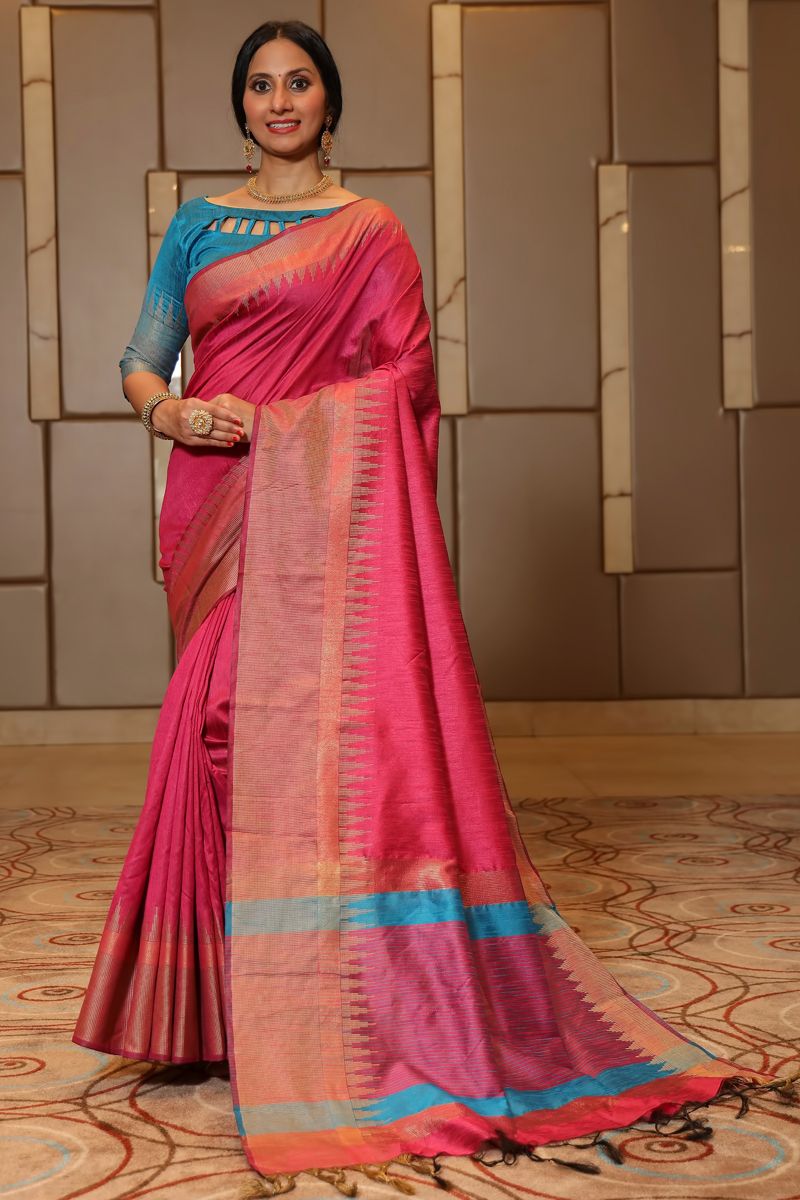 Pink Pleasant Art Silk Weaving Saree