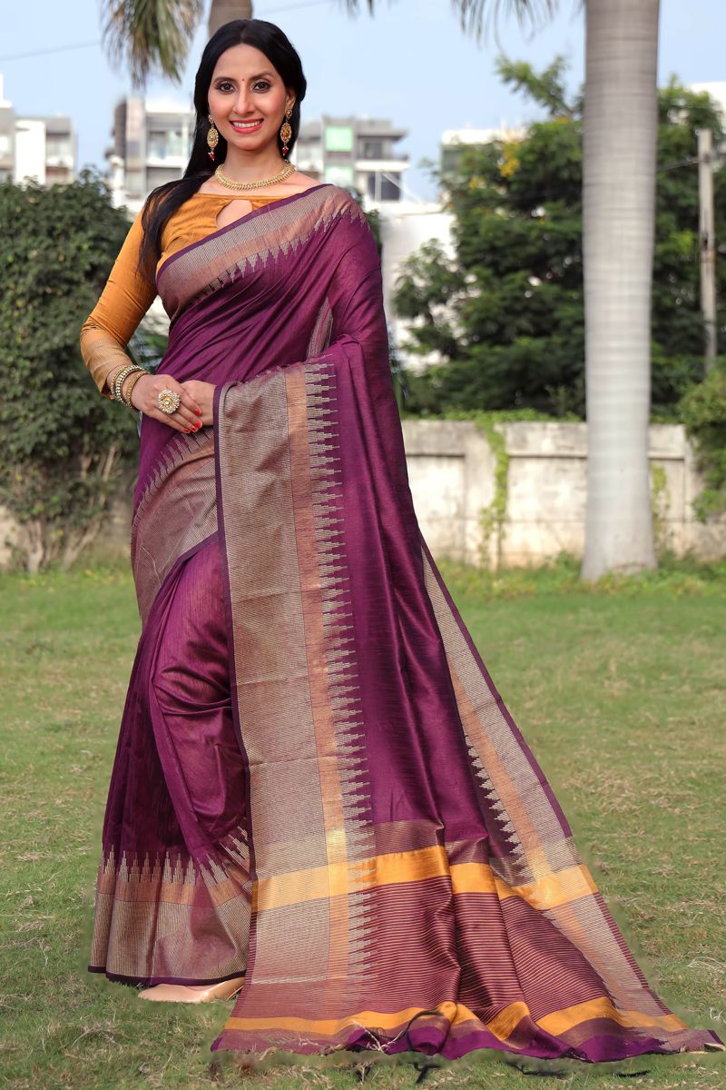 Dazzling Art Silk Purple Weaving Saree