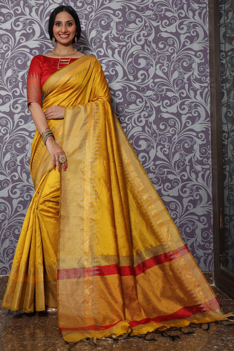 Art Silk Wonderful Yellow Weaving Saree