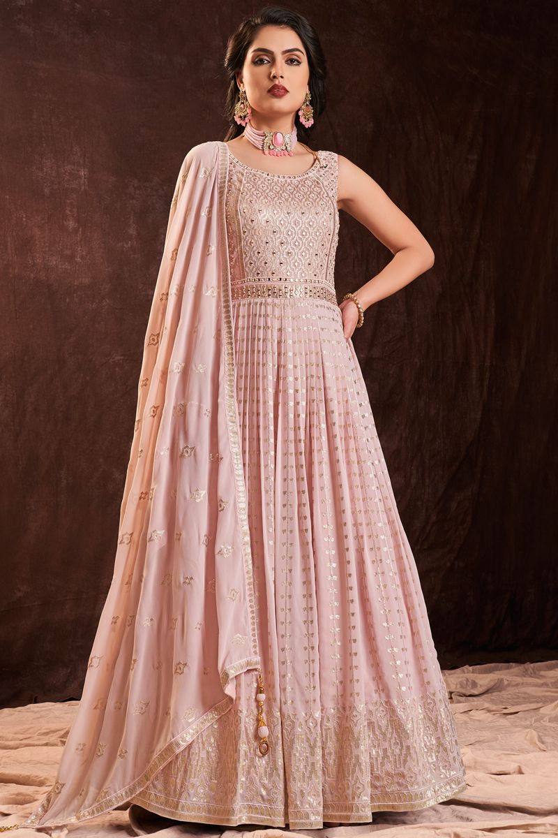 Pink Exquisite Party Look Georgette Gown With Dupatta